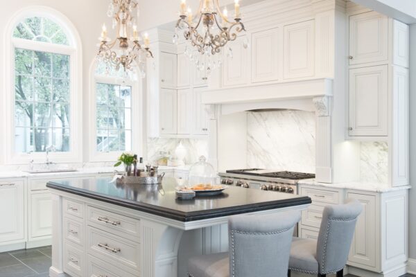 Statement Island with Marble tops and Backsplash