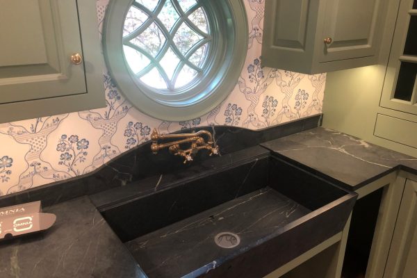 black soapstone integrated sink