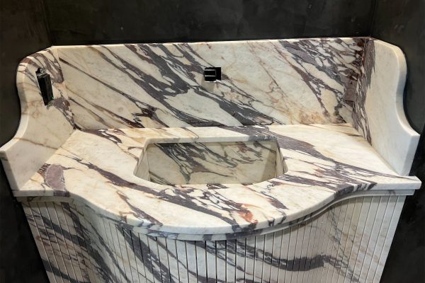 custom fabricated marble vanity
