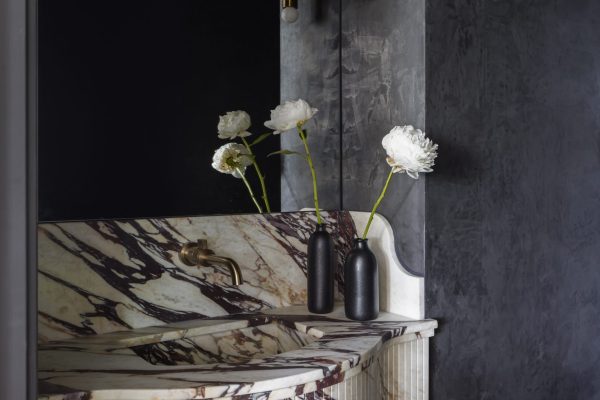 Marble floating fluted Integrated sink